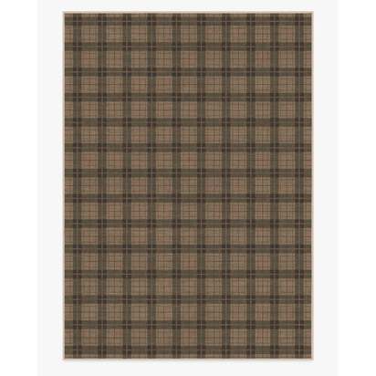 Alfie Plaid Natural & Green Flatwoven Rug - 305 x 425 cm - Rug + Pad System
