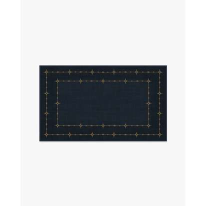 Sparkle Border Dark Navy Flatwoven Rug - 90 x 150 cm - Rug + Pad System