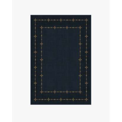 Sparkle Border Dark Navy Flatwoven Rug - 120 x 185 cm - Rug + Pad System