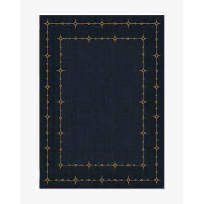 Sparkle Border Dark Navy Flatwoven Rug - 150 x 215 cm - Rug + Pad System