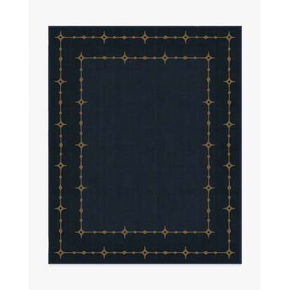 Sparkle Border Dark Navy Flatwoven Rug - 245 x 305 cm - Rug + Pad System
