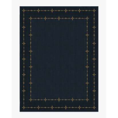 Sparkle Border Dark Navy Flatwoven Rug - 275 x 365 cm - Rug + Pad System