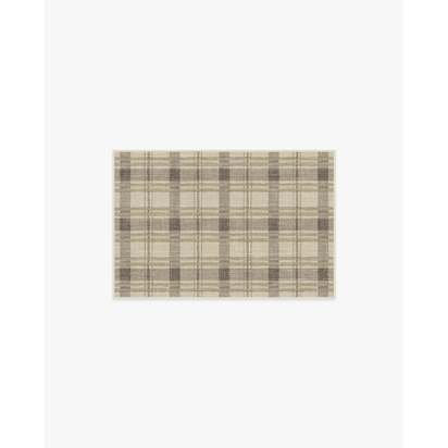 Piper Plaid Neutral Flatwoven Rug - 60 x 90 cm - Rug + Pad System