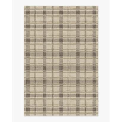 Piper Plaid Neutral Flatwoven Rug - 185 x 275 cm - Rug + Pad System