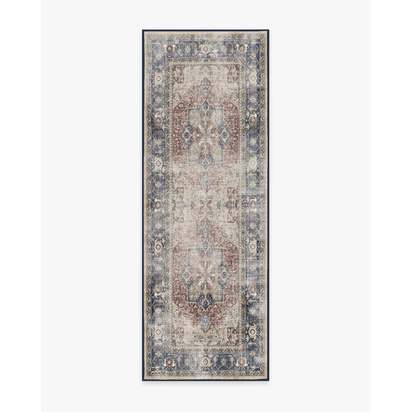 Kamran Royal Blue Flatwoven Rug - 75 x 215 cm - Rug + Pad System