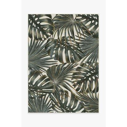 Tropical Green Outdoor Rug - 150 x 215 cm - Rug + Pad System
