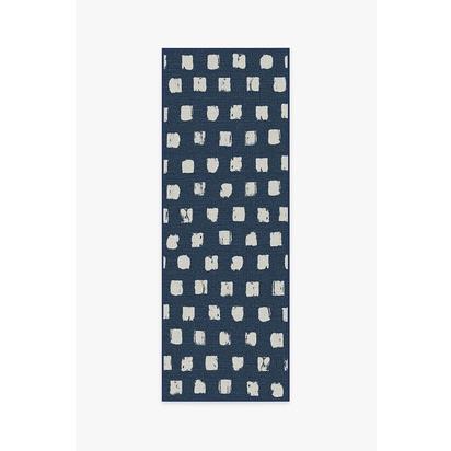 Cobblestone Navy Outdoor Rug - 75 x 215 cm - Rug + Pad System