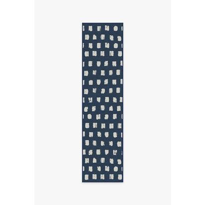 Cobblestone Navy Outdoor Rug - 75 x 305 cm - Rug + Pad System