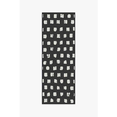Cobblestone Black Outdoor Rug - 75 x 215 cm - Rug + Pad System