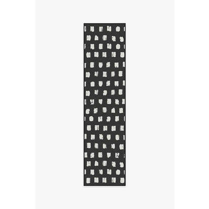 Cobblestone Black Outdoor Rug - 75 x 305 cm - Rug + Pad System