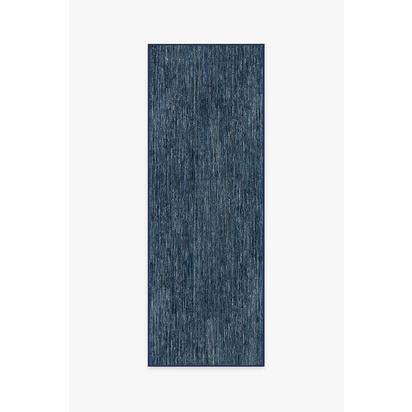 Chunky Solid Blue Outdoor Rug - 75 x 215 cm - Rug + Pad System