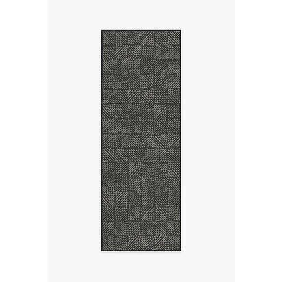 Parquet Black Outdoor Rug - 75 x 215 cm - Rug + Pad System