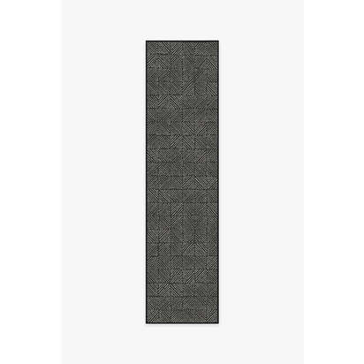 Parquet Black Outdoor Rug - 75 x 305 cm - Rug + Pad System