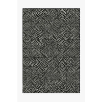 Parquet Black Outdoor Rug - 185 x 275 cm - Rug + Pad System