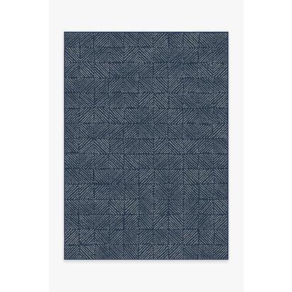 Parquet Navy Outdoor Rug - 150 x 215 cm - Rug + Pad System