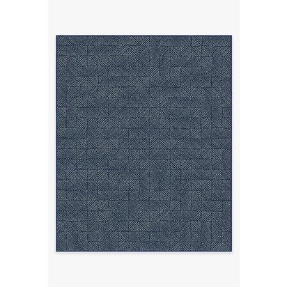 Parquet Navy Outdoor Rug - 245 x 305 cm - Rug + Pad System