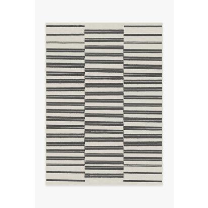 Offset Stripe Black Outdoor Rug - 150 x 215 cm - Rug + Pad System