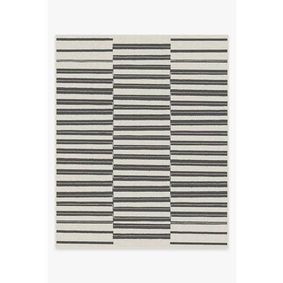Offset Stripe Black Outdoor Rug - 245 x 305 cm - Rug + Pad System