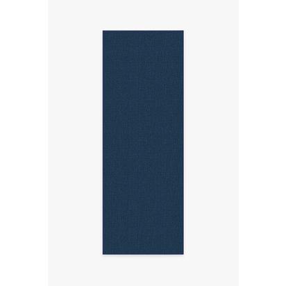 Denim Solid Indigo Blue Outdoor Rug - 75 x 215 cm - Rug + Pad System