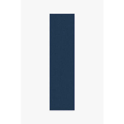 Denim Solid Indigo Blue Outdoor Rug - 75 x 305 cm - Rug + Pad System