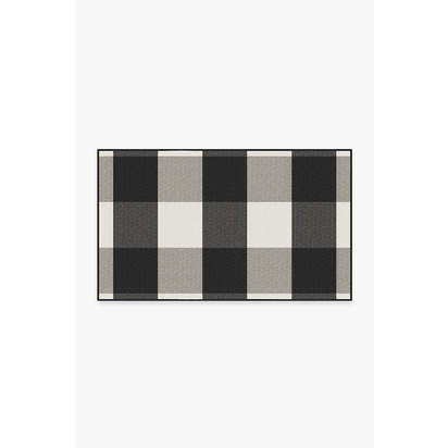 Gingham Plaid Black & White Outdoor Rug - 90 x 150 cm - Rug + Pad System