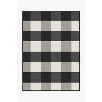 Gingham Plaid Black & White Outdoor Rug - 150 x 215 cm - Rug + Pad System