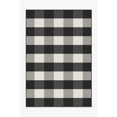 Gingham Plaid Black & White Outdoor Rug - 185 x 275 cm - Rug + Pad System