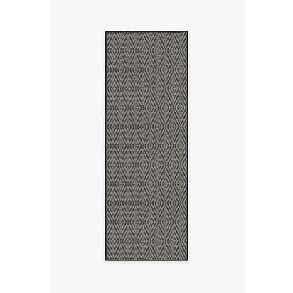 Halo Diamond Black Outdoor Rug - 75 x 215 cm - Rug + Pad System