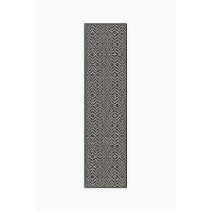 Halo Diamond Black Outdoor Rug - 75 x 305 cm - Rug + Pad System