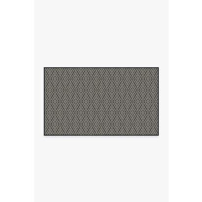 Halo Diamond Black Outdoor Rug - 90 x 150 cm - Rug + Pad System