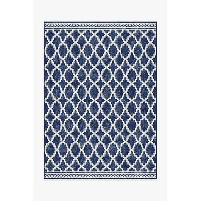 Cleo Trellis Royal Blue Outdoor Rug - 150 x 215 cm - Rug + Pad System