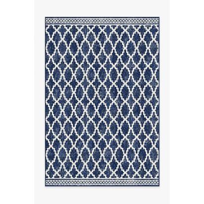 Cleo Trellis Royal Blue Outdoor Rug - 185 x 275 cm - Rug + Pad System