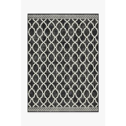 Cleo Trellis Black Outdoor Rug - 150 x 215 cm - Rug + Pad System