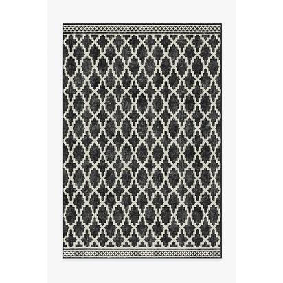 Cleo Trellis Black Outdoor Rug - 185 x 275 cm - Rug + Pad System