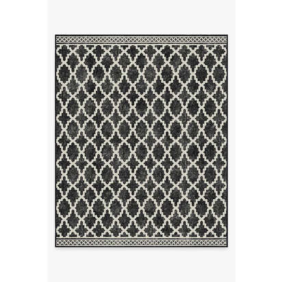 Cleo Trellis Black Outdoor Rug - 245 x 305 cm - Rug + Pad System