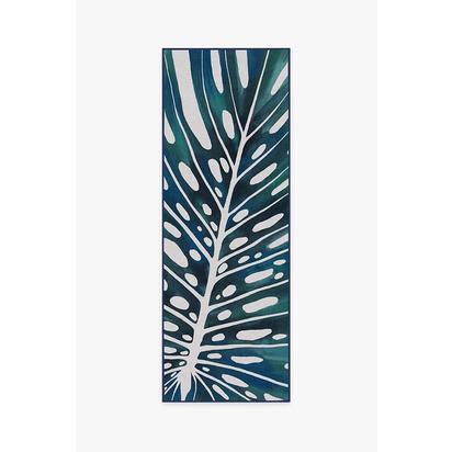 Panama Teal Blue Outdoor Rug - 75 x 215 cm - Rug + Pad System