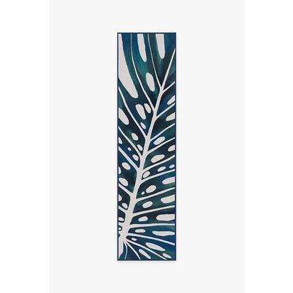 Panama Teal Blue Outdoor Rug - 75 x 305 cm - Rug + Pad System