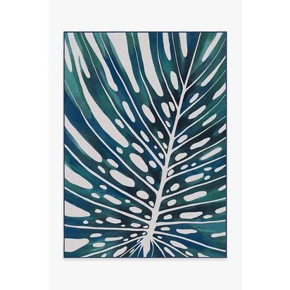 Panama Teal Blue Outdoor Rug - 150 x 215 cm - Rug + Pad System