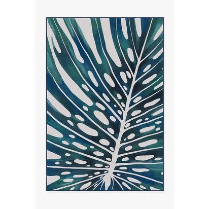 Panama Teal Blue Outdoor Rug - 185 x 275 cm - Rug + Pad System