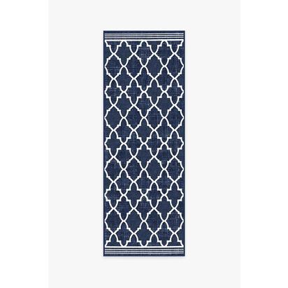 Varia Trellis Royal Blue Outdoor Rug - 75 x 215 cm - Rug + Pad System