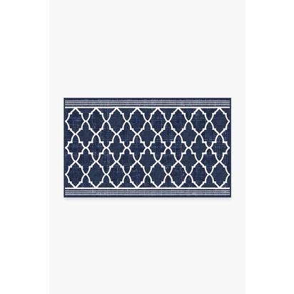 Varia Trellis Royal Blue Outdoor Rug - 90 x 150 cm - Rug + Pad System