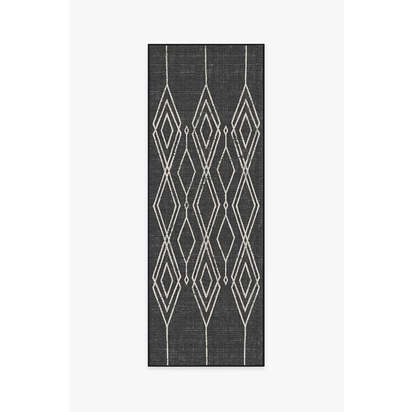 Gemma Lattice Black Outdoor Rug - 75 x 215 cm - Rug + Pad System