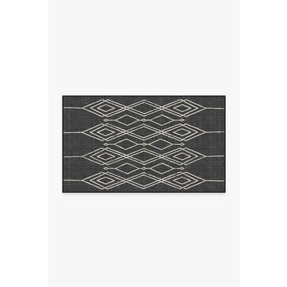 Gemma Lattice Black Outdoor Rug - 90 x 150 cm - Rug + Pad System