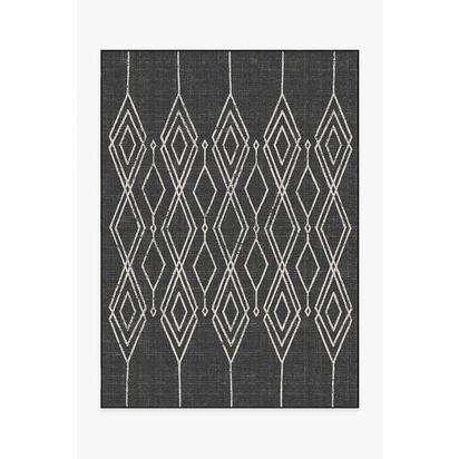 Gemma Lattice Black Outdoor Rug - 150 x 215 cm - Rug + Pad System