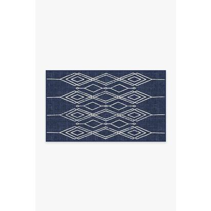 Gemma Lattice Royal Blue Outdoor Rug - 90 x 150 cm - Rug + Pad System