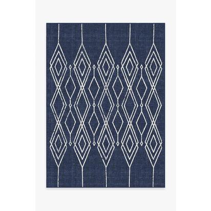 Gemma Lattice Royal Blue Outdoor Rug - 150 x 215 cm - Rug + Pad System