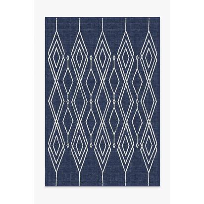 Gemma Lattice Royal Blue Outdoor Rug - 185 x 275 cm - Rug + Pad System