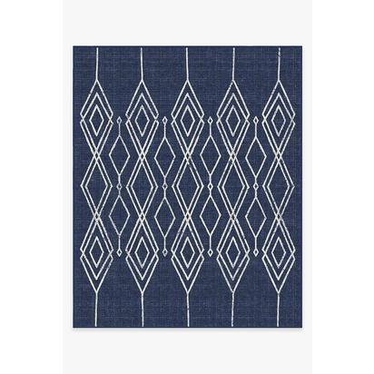 Gemma Lattice Royal Blue Outdoor Rug - 245 x 305 cm - Rug + Pad System
