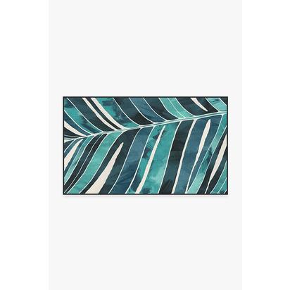 Ombra Teal Outdoor Rug - 90 x 150 cm - Rug + Pad System