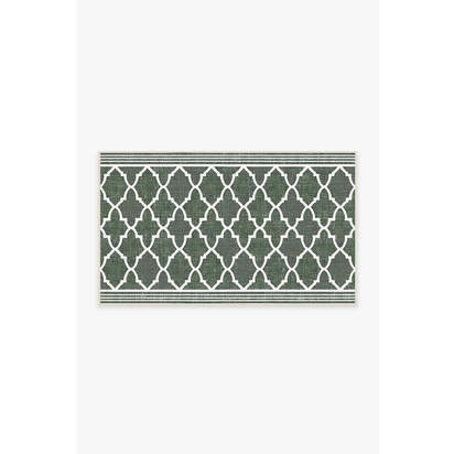 Varia Trellis Forest Green Outdoor Rug - 90 x 150 cm - Rug + Pad System
